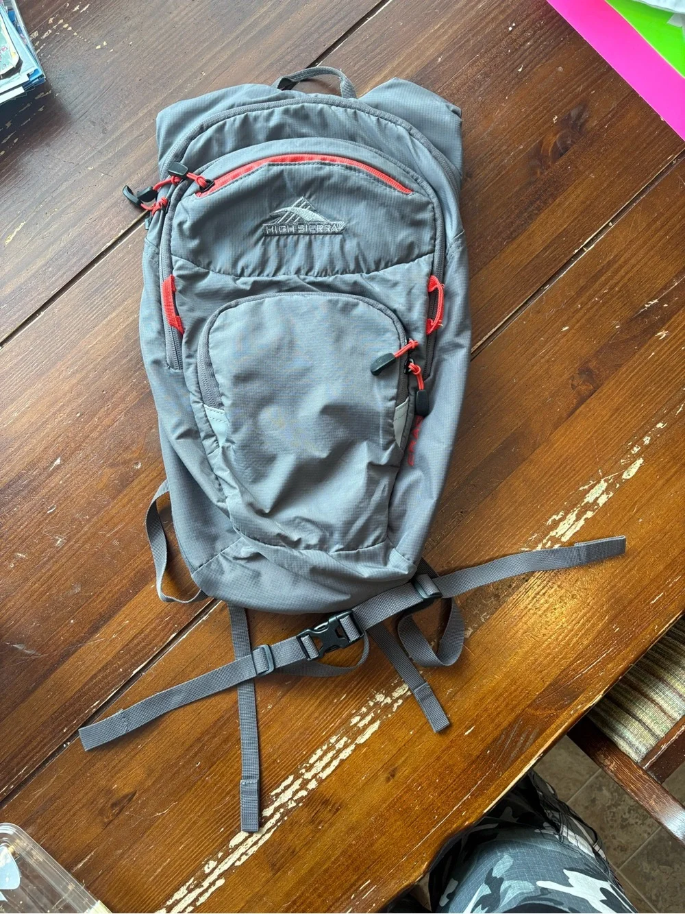 High Sierra Gray and Red Daypack Backpack